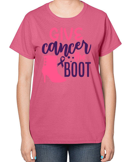 give cancer the boot Style 1# - breast cancer-  Ladies T-Shirt