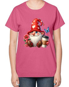 gnome with butterfly 12# - gnome-  Ladies T-Shirt