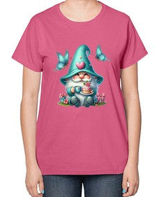 gnome with butterfly 14# - gnome-  Ladies T-Shirt