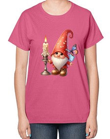 gnome with butterfly 16# - gnome-  Ladies T-Shirt