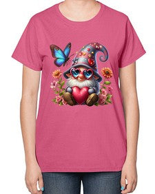 gnome with butterfly 17# - gnome-  Ladies T-Shirt