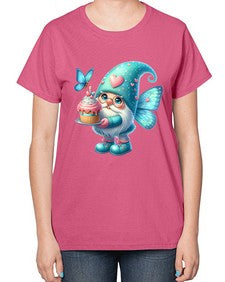 gnome with butterfly 20# - gnome-  Ladies T-Shirt