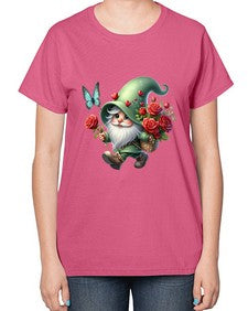 gnome with butterfly 24# - gnome-  Ladies T-Shirt