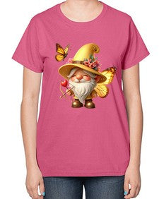 gnome with butterfly 27# - gnome-  Ladies T-Shirt