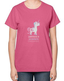 happiness is believing in unicorns 159# - unicorn-  Ladies T-Shirt