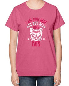 i am just here topet all time cats Style 52# - cats-  Ladies T-Shirt