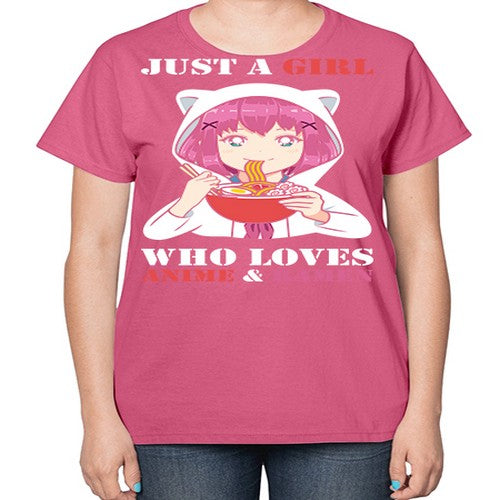 just a girl who loves anime and ramen258# - anime-  Ladies T-Shirt