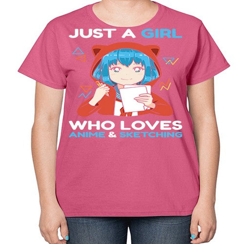 just a girl who loves anime and sketching259# - anime-  Ladies T-Shirt