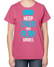 keep calm and play games 133# - video games-  Ladies T-Shirt