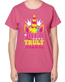love is truly magical 270# - unicorn-  Ladies T-Shirt