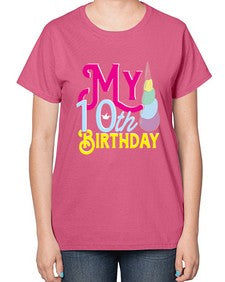 my 10th birthday 251# - unicorn-  Ladies T-Shirt