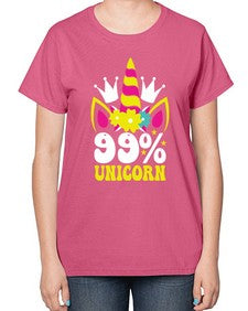 ninety nine percent unicorn 362# - unicorn-  Ladies T-Shirt