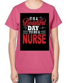nurse with backround 1225# - nurse-  Ladies T-Shirt