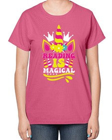 reading is magical 366# - unicorn-  Ladies T-Shirt