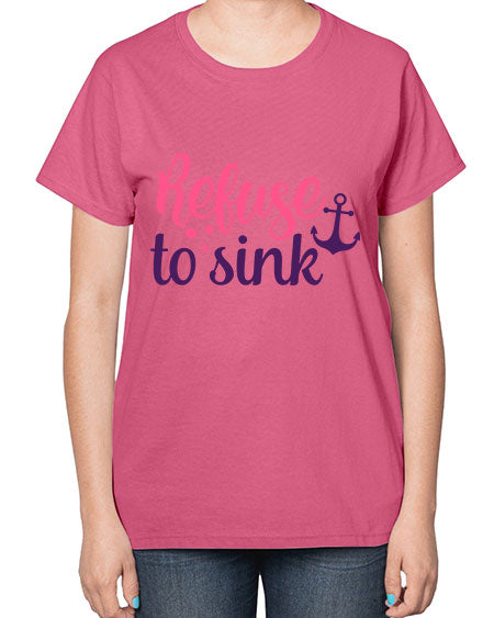 refuse to sink Style 4# - breast cancer-  Ladies T-Shirt