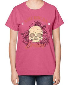 skullrose 1070# - skull and bones-  Ladies T-Shirt