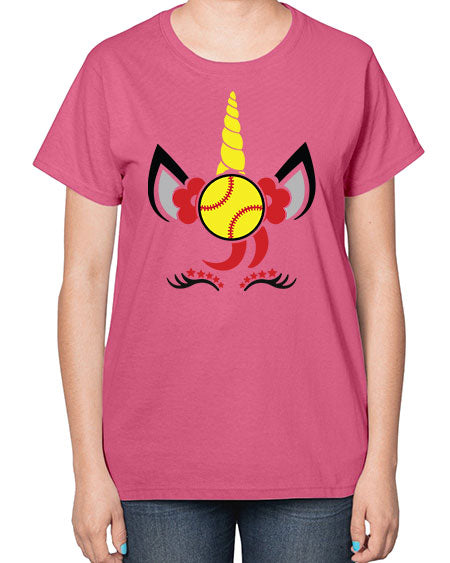 softball unicorn 401# - softball-  Ladies T-Shirt