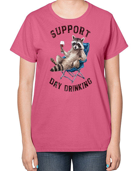 support day drinking 67# - raccoon-  Ladies T-Shirt