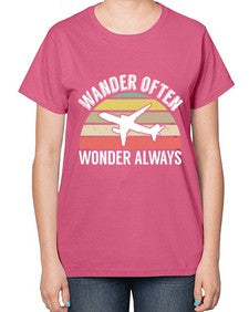 wander often wonder always  47# - airplane-  Ladies T-Shirt