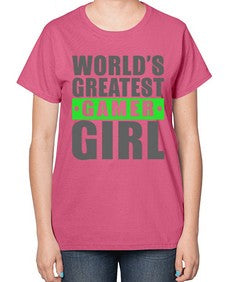 worlds greatest gamer girl 166# - video games-  Ladies T-Shirt