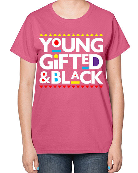 young gifted and black 2# - black words and phrases-  Ladies T-Shirt