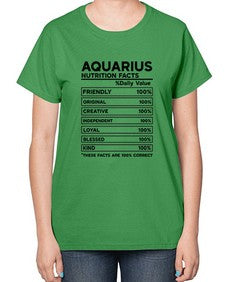 Aquarius Nutrition Facts 67# - aquarius-  Ladies T-Shirt
