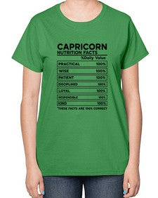 Capricorn Nutrition Facts 185# - capricorn-  Ladies T-Shirt