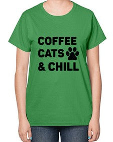 Coffee Cat Style 41# - cats-  Ladies T-Shirt