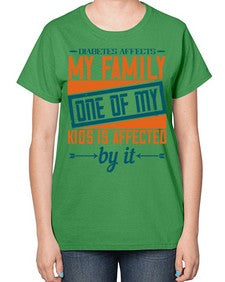 Diabetes affects my family One of my kids is affected by it Style 4# - diabetes-  Ladies T-Shirt