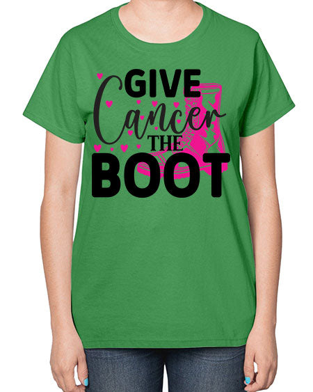 Give Cancer the Boot 24# - breast cancer-  Ladies T-Shirt