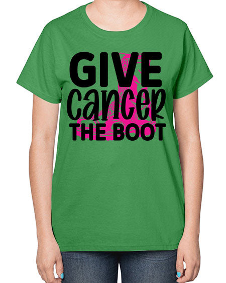 Give Cancer the Boot 25# - breast cancer-  Ladies T-Shirt
