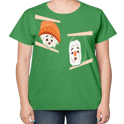 Happy Sushi Anime Kawaii Set Anime 232# - anime-  Ladies T-Shirt