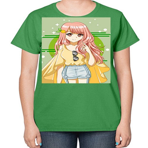 Happy and cute yellow blouse in summer holiday 43# - anime-  Ladies T-Shirt