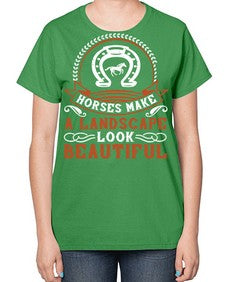 Horses make a landscape look beautiful Style 42# - horse-  Ladies T-Shirt