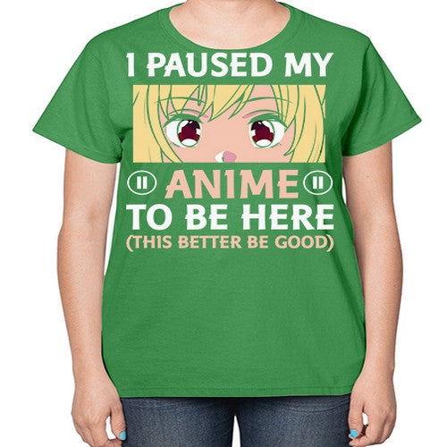 I Paused My Anime To 242# - anime-  Ladies T-Shirt