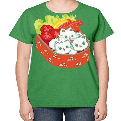 Kawaii Cat Boxed Lunch Anime Anime 266# - anime-  Ladies T-Shirt