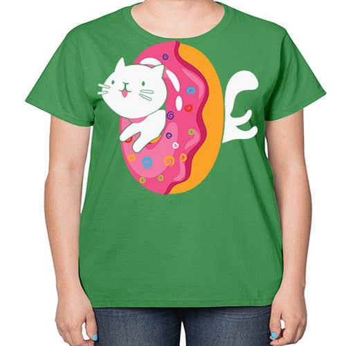Kawaii Cat Donut Anime Lover Anime 267# - anime-  Ladies T-Shirt