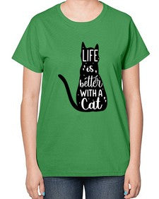Life Is Better With A Cat Style 98# - cats-  Ladies T-Shirt