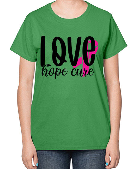 Love Hope Cure 13# - breast cancer-  Ladies T-Shirt