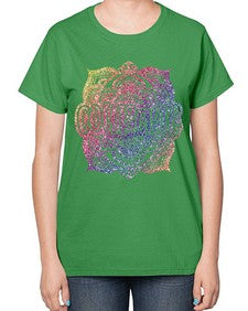 Mandala Courage Rainbow Glitter 758# - mandala-  Ladies T-Shirt