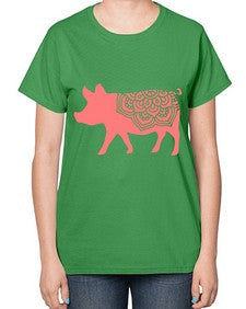 PigMandala 985# - mandala-  Ladies T-Shirt