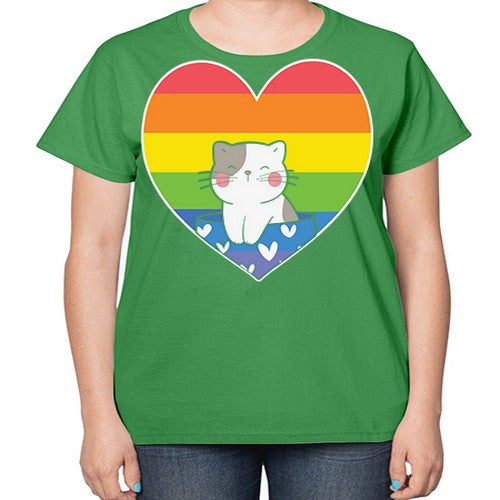 Pride Cat LGBT Kawaii Cats Anime 276# - anime-  Ladies T-Shirt