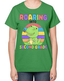 Roaring to second Grade Trex 772# - second grade-  Ladies T-Shirt