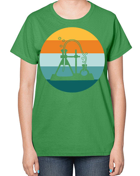 ScientistRetroSunsetScientistSkinite Scientist Skinite 39# - general science-  Ladies T-Shirt