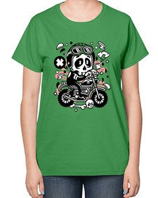 Skull Motocross 1058# - skull and bones-  Ladies T-Shirt