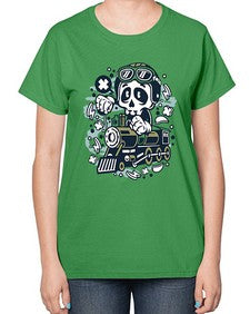 Skull Train 1067# - skull and bones-  Ladies T-Shirt