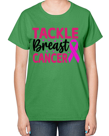 Tackle Breast Cancer 5# - breast cancer-  Ladies T-Shirt