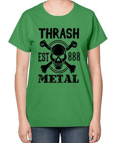 Thrash metal 1171# - skull and bones-  Ladies T-Shirt