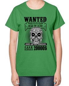 Wanted 1204# - skull and bones-  Ladies T-Shirt
