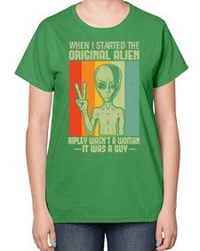 When I started the original alien 45# - ufo-  Ladies T-Shirt